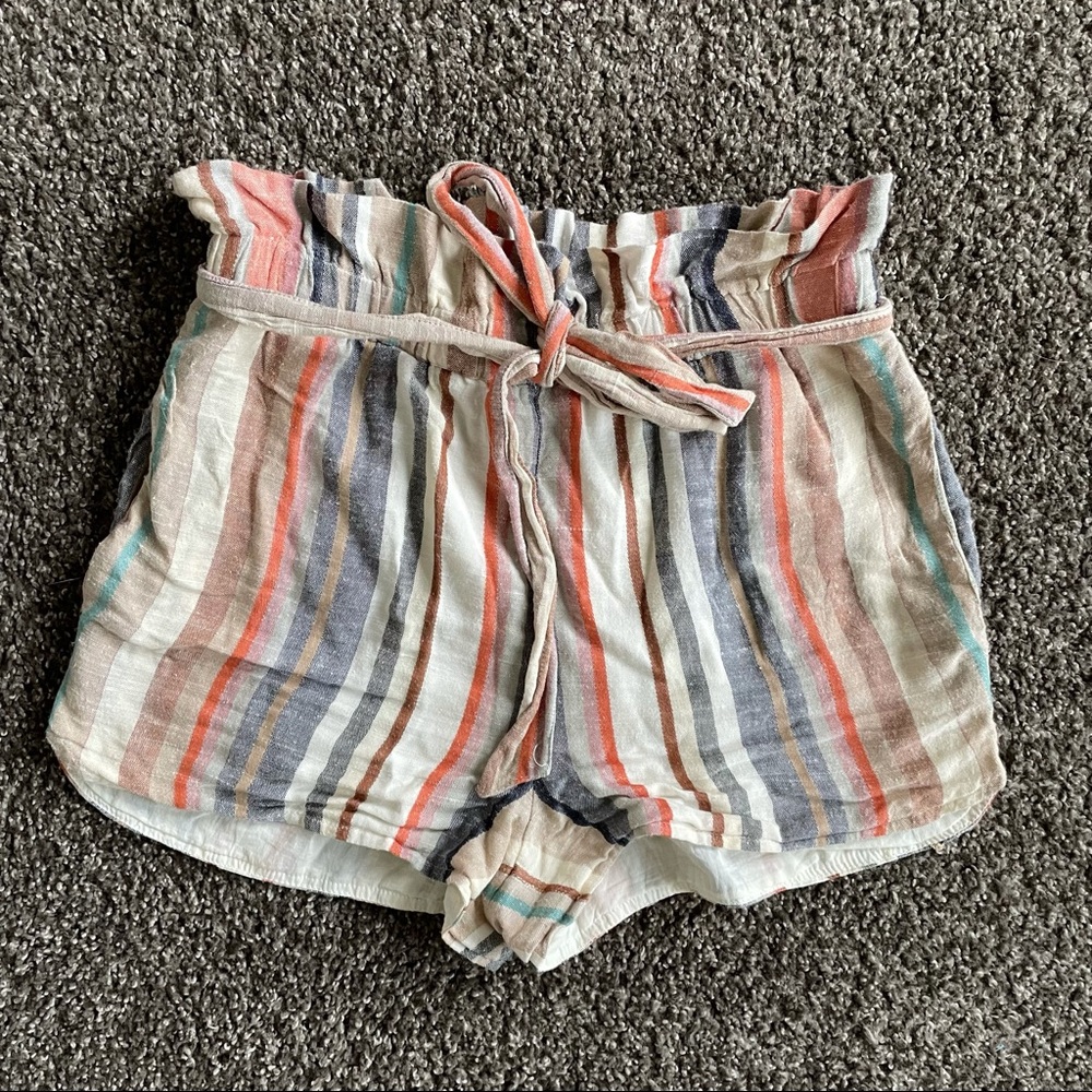 Linen tie stripe short